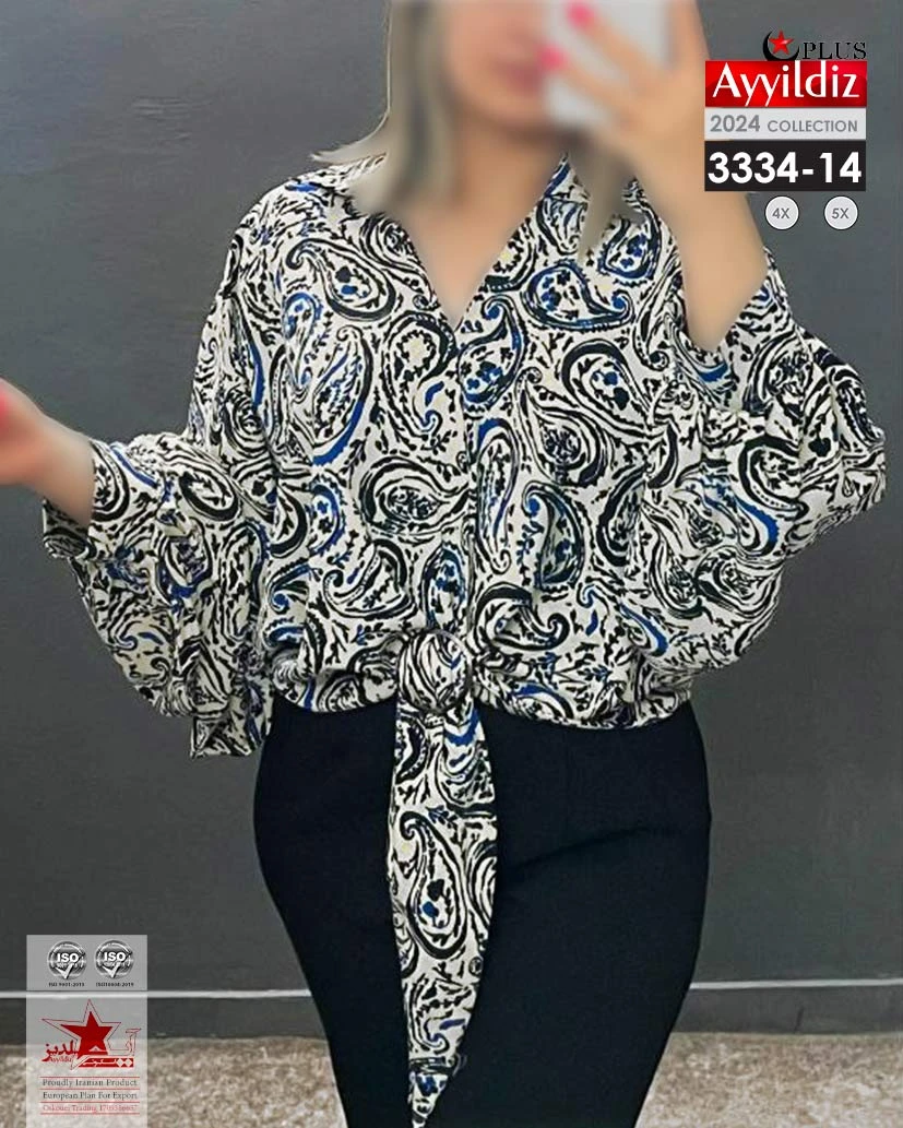 شومیز مجلسی سایز بزرگ زنانه کد 3334-14