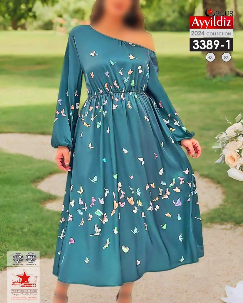 پیراهن بلند سایز بزرگ زنانه کد 3389