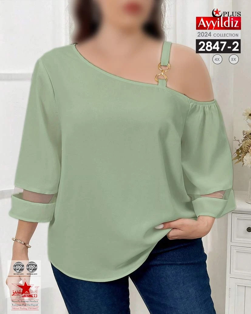 شومیز مجلسی سایز بزرگ زنانه کد 2847