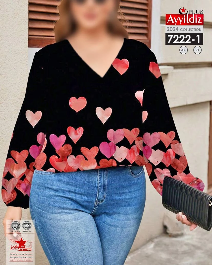 شومیز مجلسی سایز بزرگ زنانه کد 7222