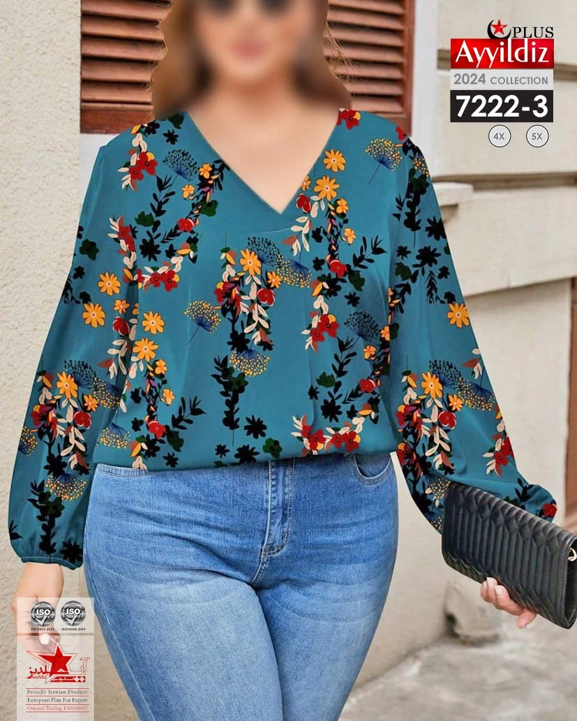 شومیز مجلسی سایز بزرگ زنانه کد 7222