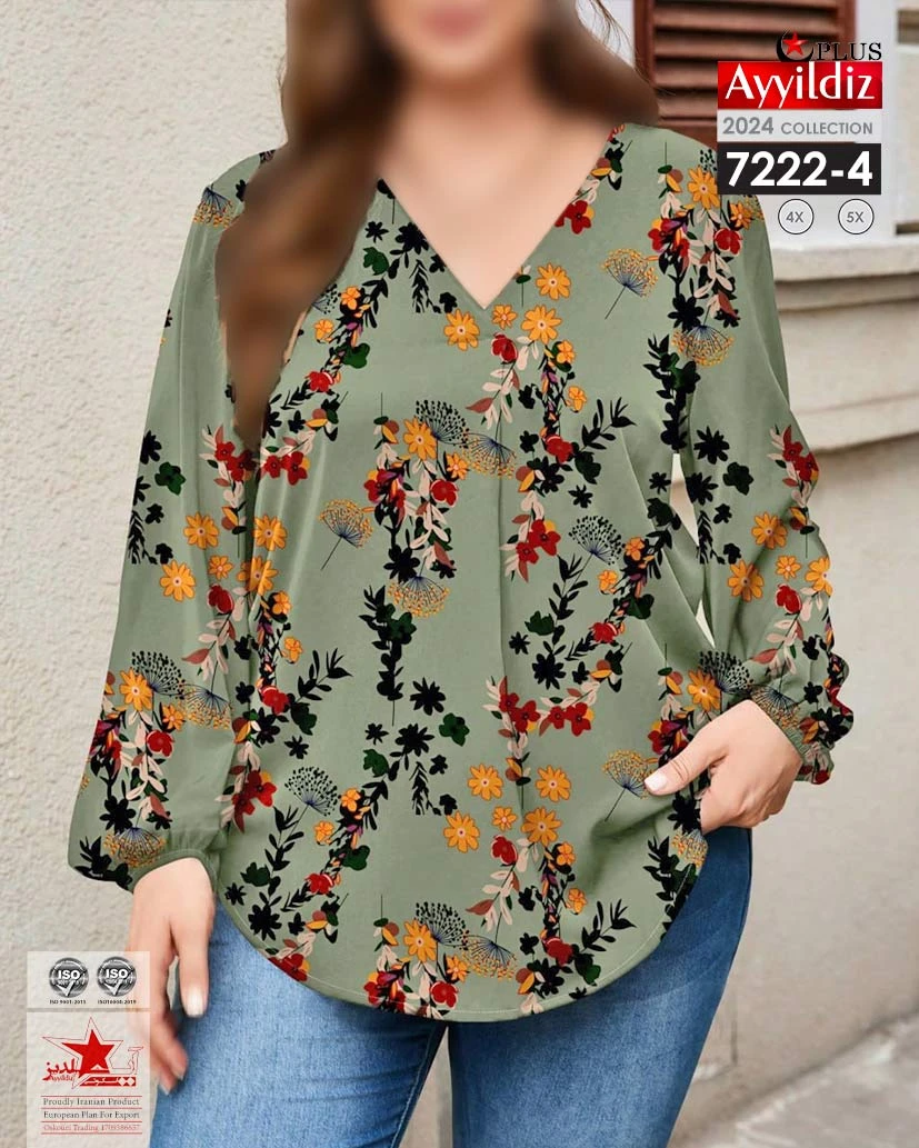 شومیز مجلسی سایز بزرگ زنانه کد 7222