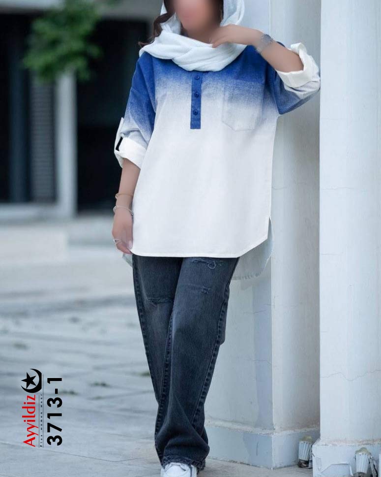 شومیز مانتویی سایز بزرگ زنانه مجلسی کد 3713