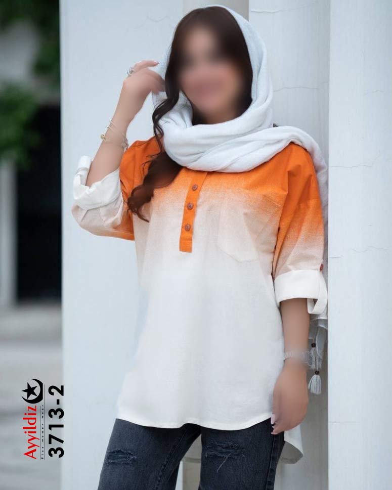 شومیز مانتویی سایز بزرگ زنانه مجلسی کد 3713