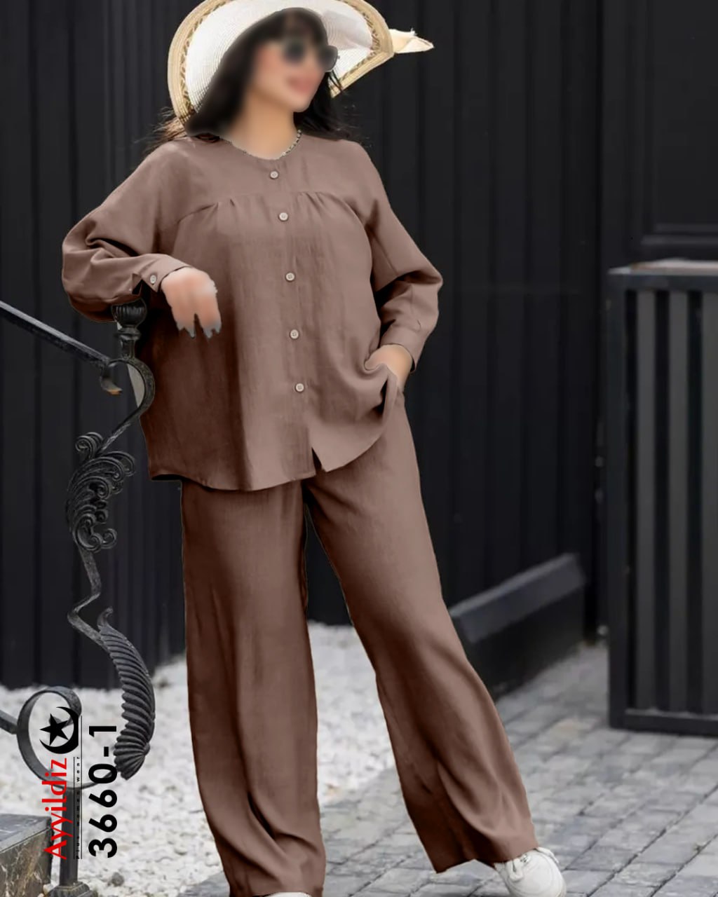 ست مانتو شلوار سایز بزرگ زنانه کد 3660
