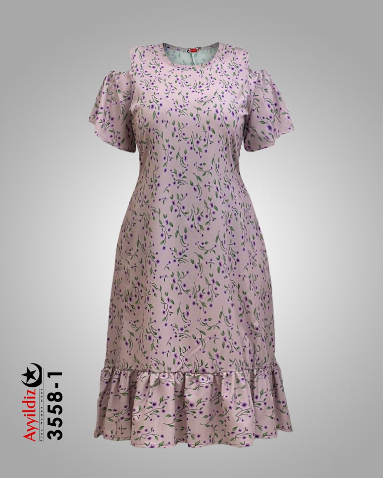 پیراهن راحتی سر شانه باز سایز بزرگ زنانه کد 3558
