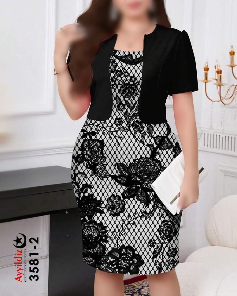 پیراهن مجلسی سایز بزرگ زنانه کد 3581