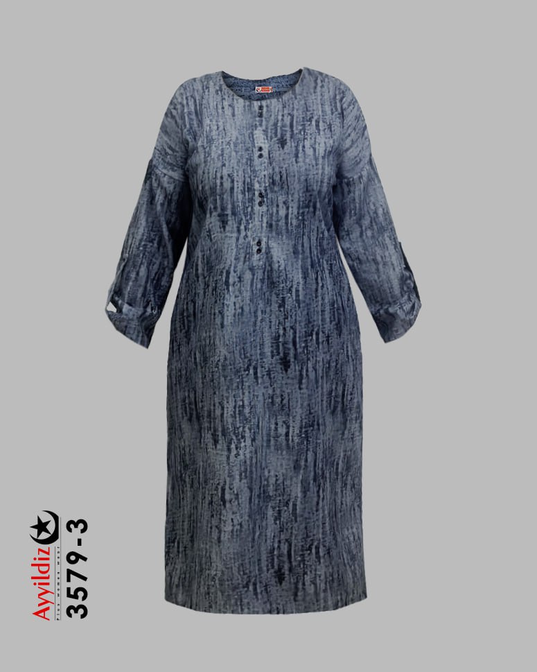 پیراهن کفتان سایز بزرگ زنانه کد 3579