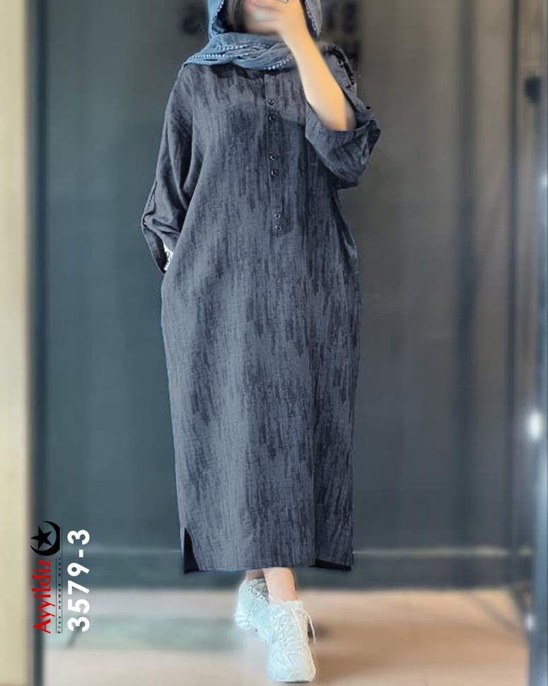 پیراهن کفتان سایز بزرگ زنانه کد 3579