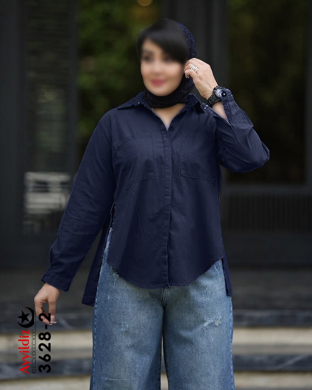 شومیز سایز بزرگ زنانه کد 3628