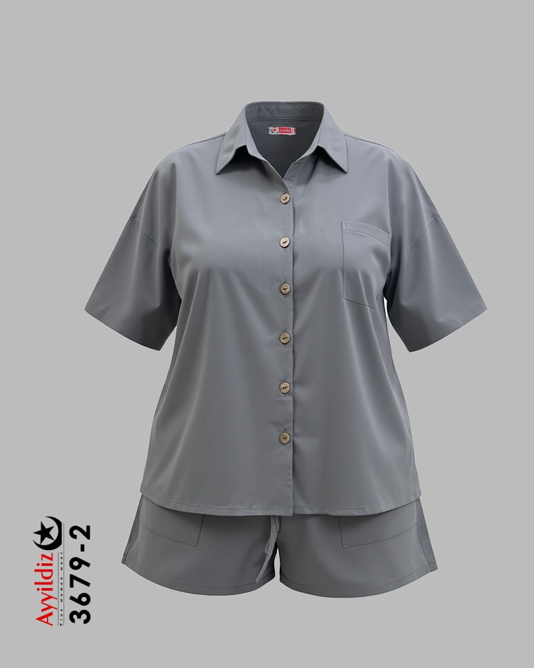 ست شومیز شلوارک سایز بزرگ زنانه کد 3679