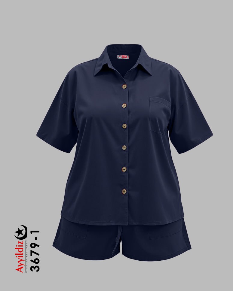 ست شومیز شلوارک سایز بزرگ زنانه کد 3679