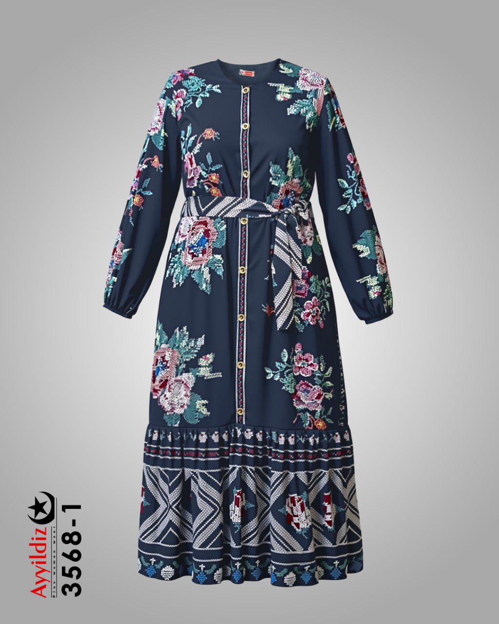 پیراهن مجلسی سایز بزرگ زنانه کد 3568