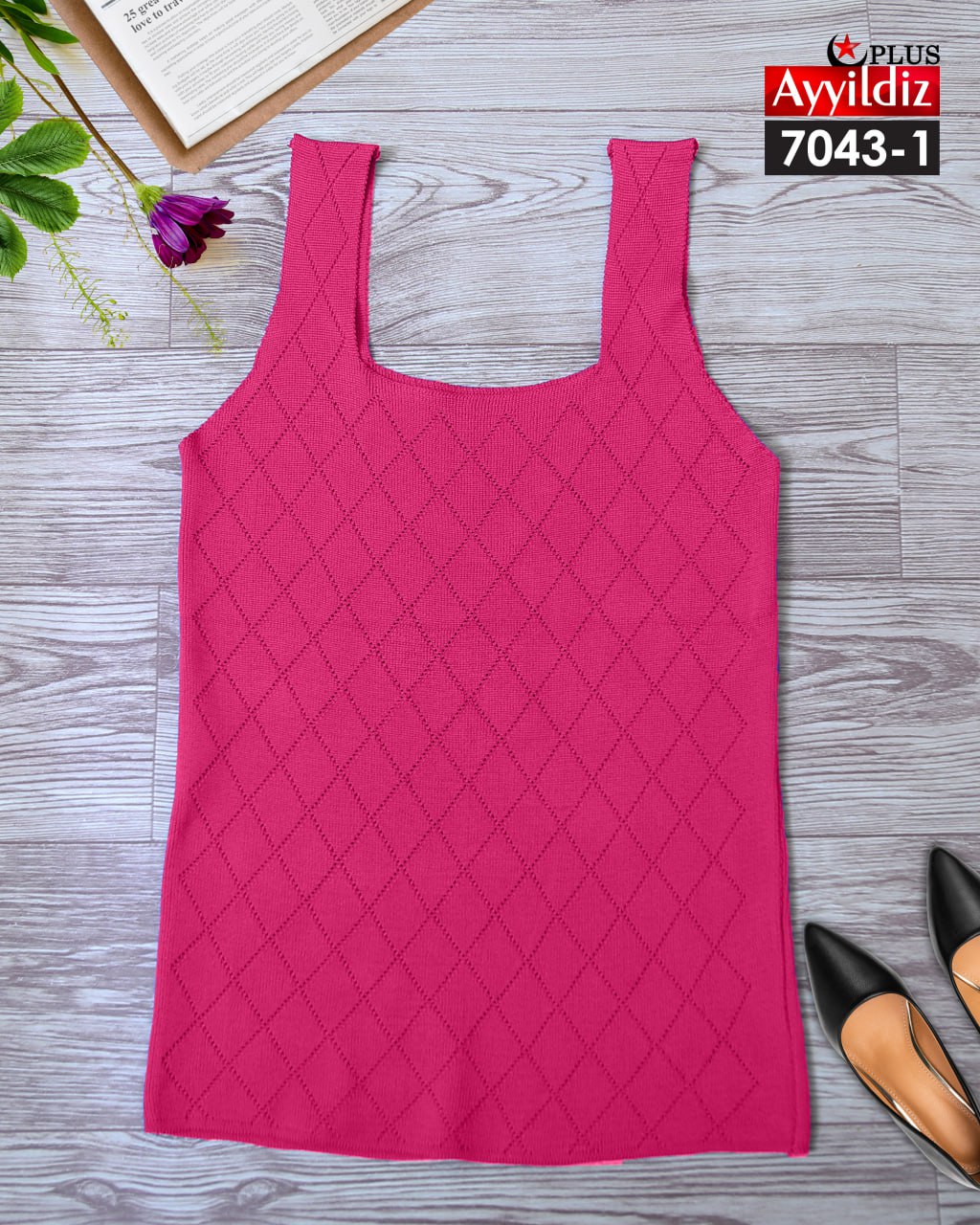 تاپ بافت سایز بزرگ زنانه کد 7043
