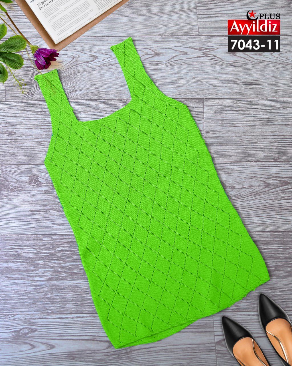 تاپ بافت سایز بزرگ زنانه کد 7043
