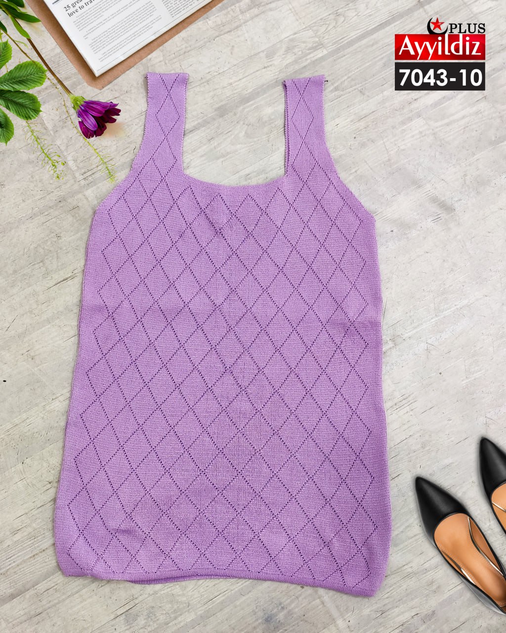 تاپ بافت سایز بزرگ زنانه کد 7043