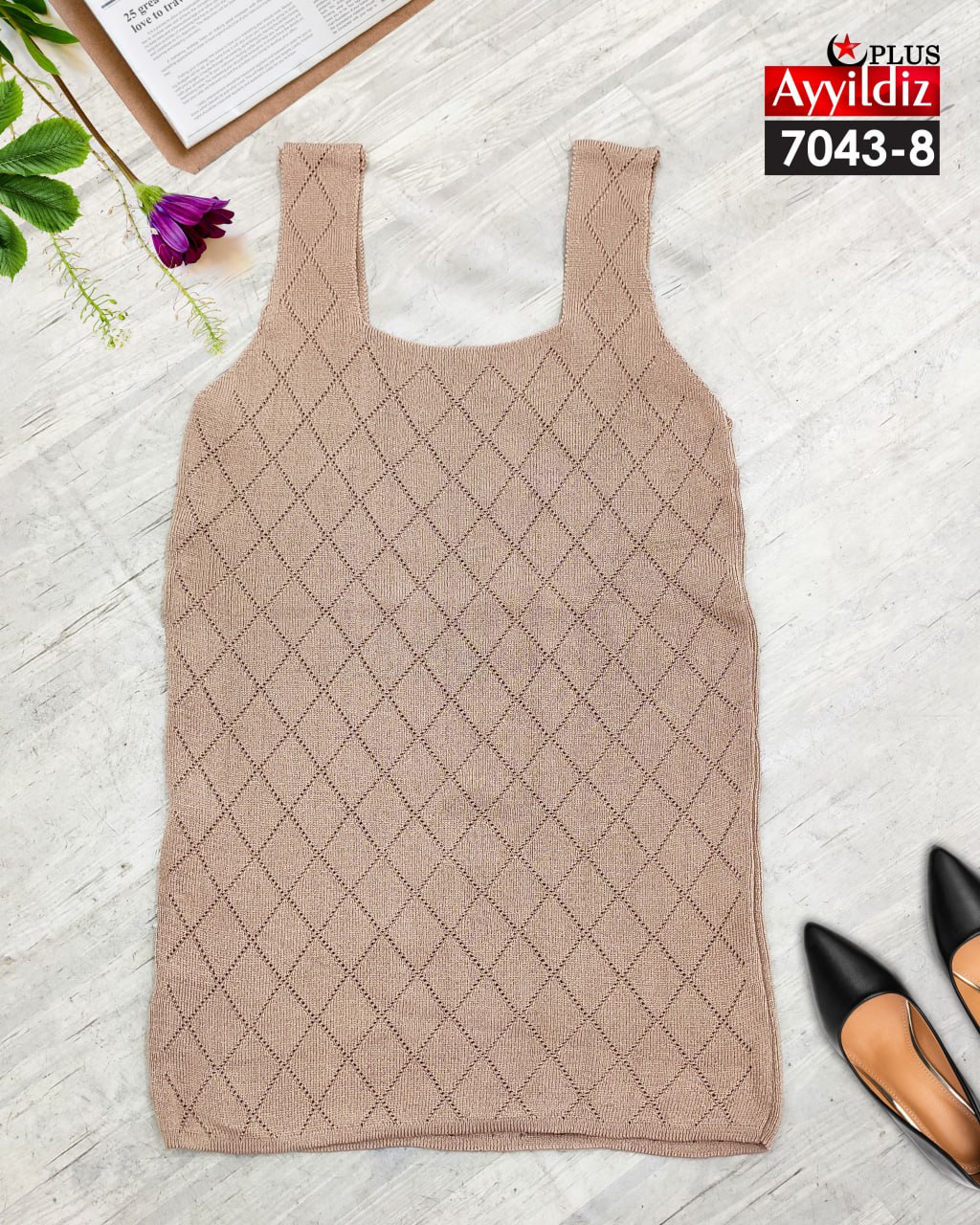 تاپ بافت سایز بزرگ زنانه کد 7043