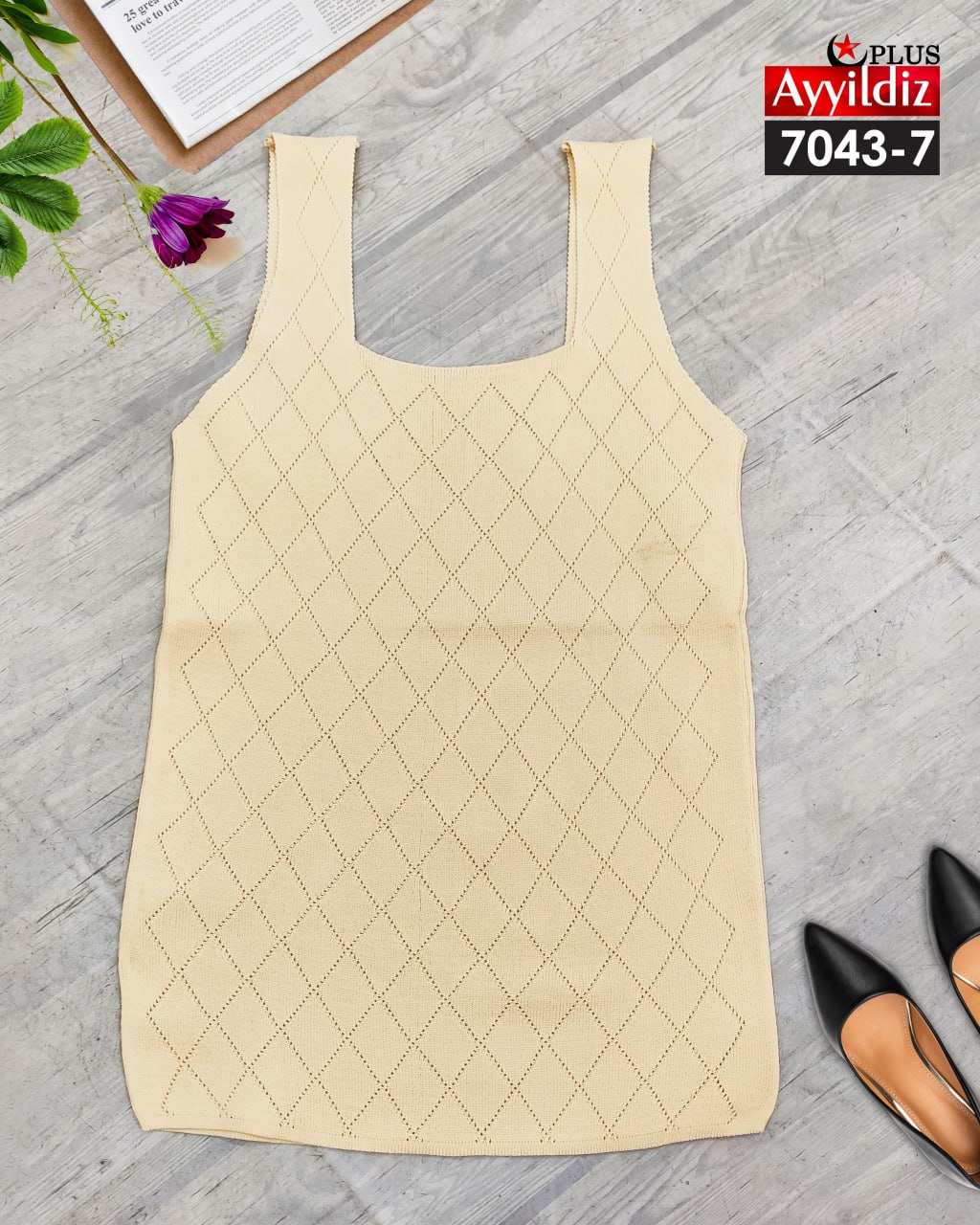 تاپ بافت سایز بزرگ زنانه کد 7043
