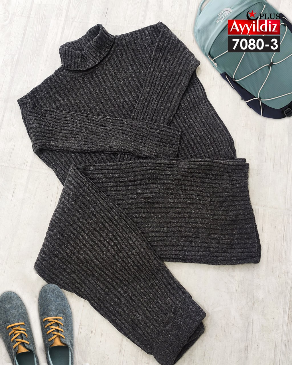 ست کراپ شلوار بافت سایز بزرگ زنانه کد 7080