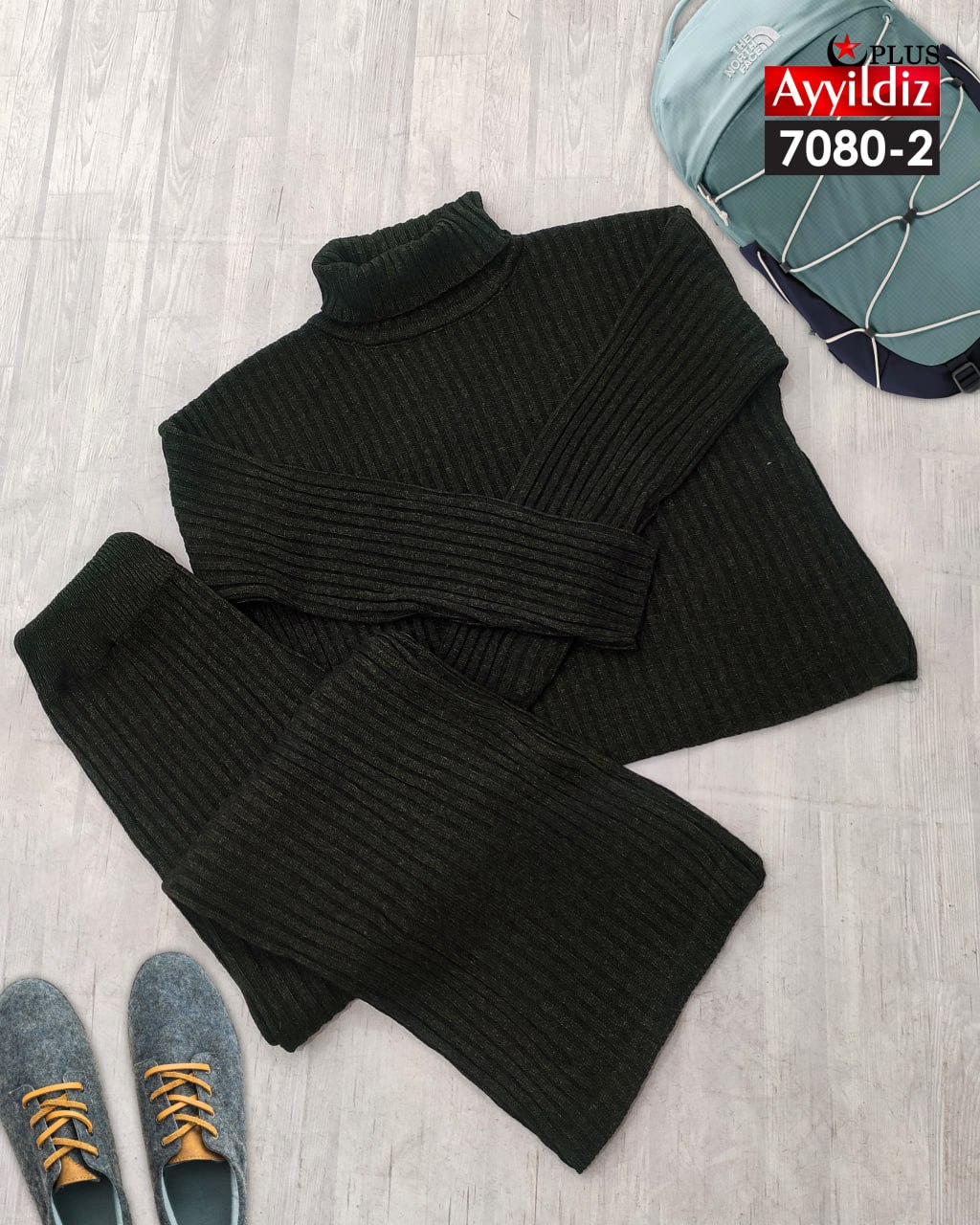 ست کراپ شلوار بافت سایز بزرگ زنانه کد 7080