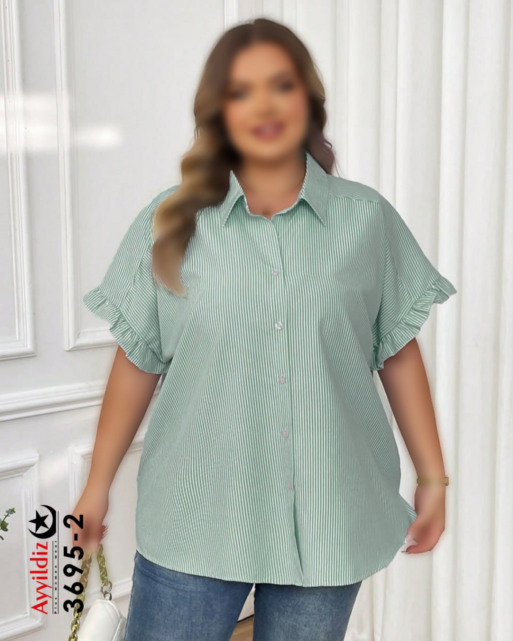 شومیز مجلسی سایز بزرگ زنانه کد 3695