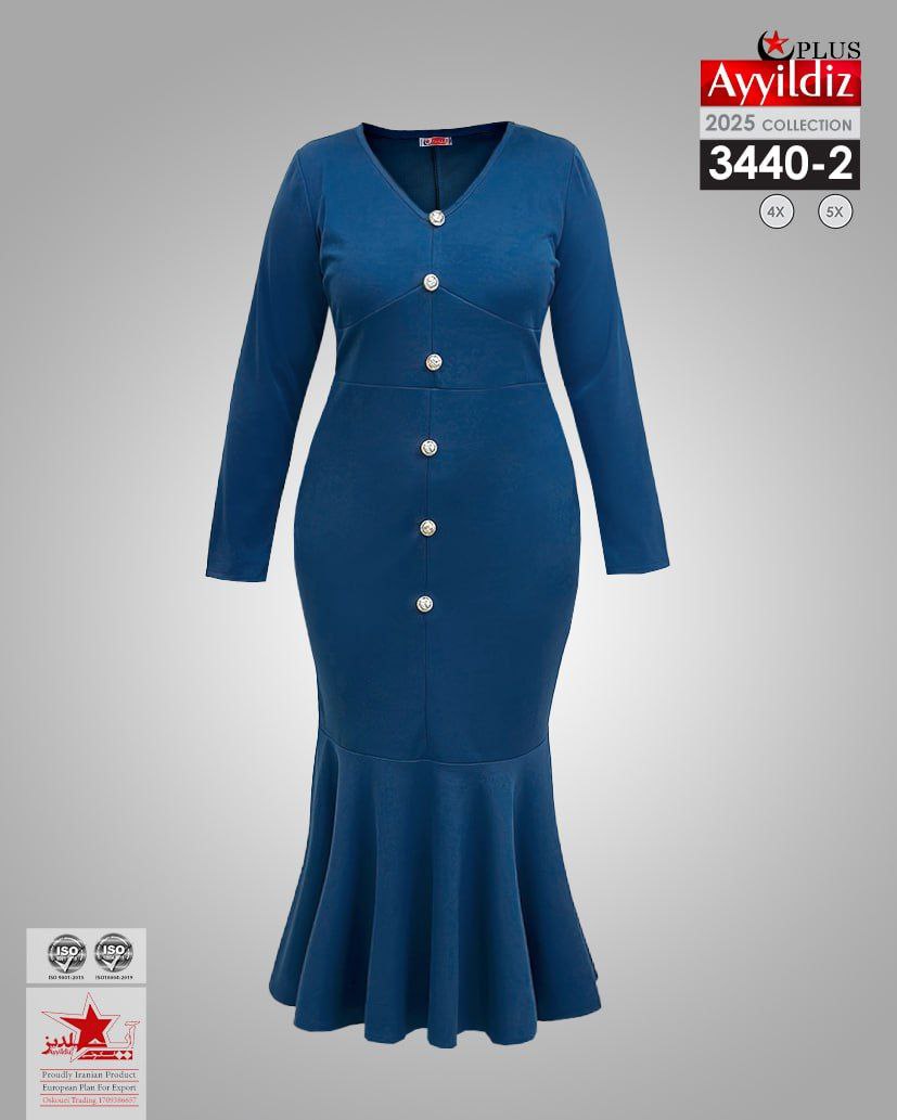 پیراهن مجلسی سایز بزرگ زنانه کد 3440
