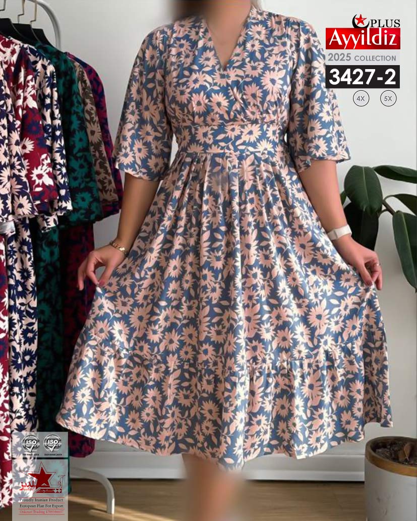 پیراهن مجلسی سایز بزرگ زنانه کد 3427