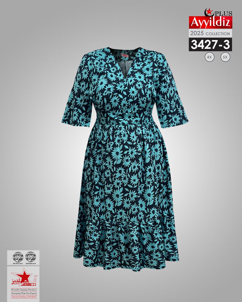 پیراهن مجلسی سایز بزرگ زنانه کد 3427
