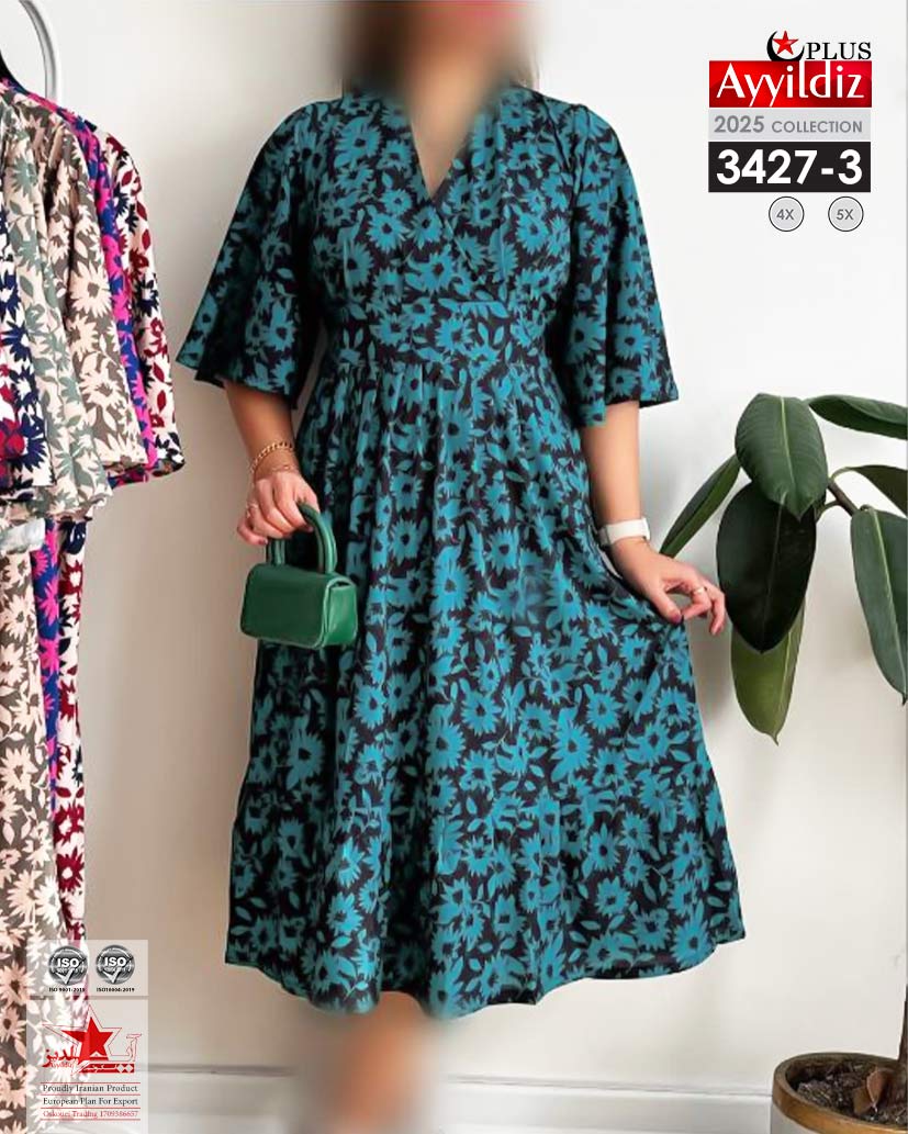 پیراهن مجلسی سایز بزرگ زنانه کد 3427