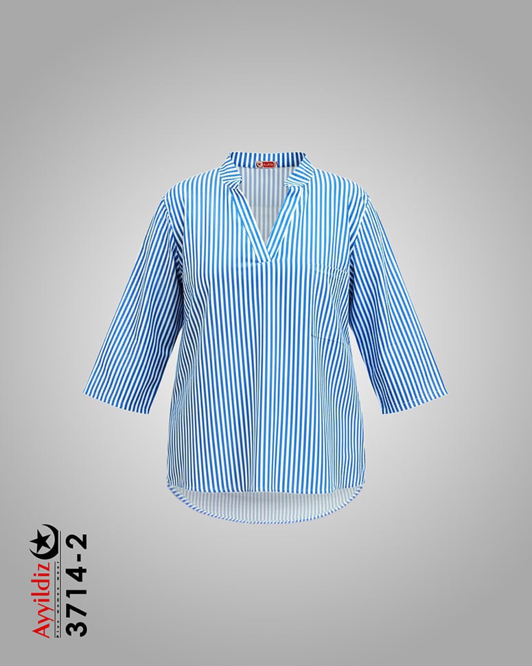 شومیز مجلسی راه راه سایز بزرگ زنانه کد 3714