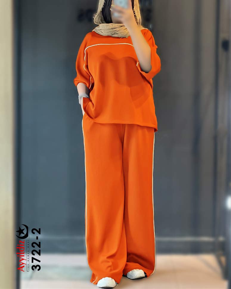 ست تیشرت شلوار زنانه سایز بزرگ کد 3722