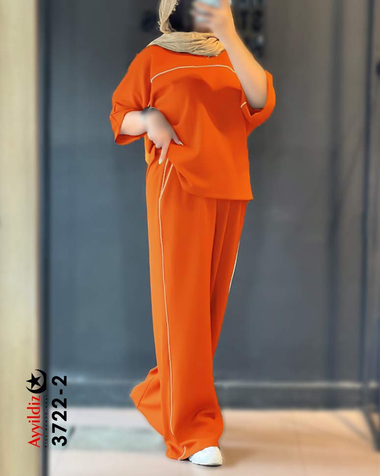 ست تیشرت شلوار زنانه سایز بزرگ کد 3722