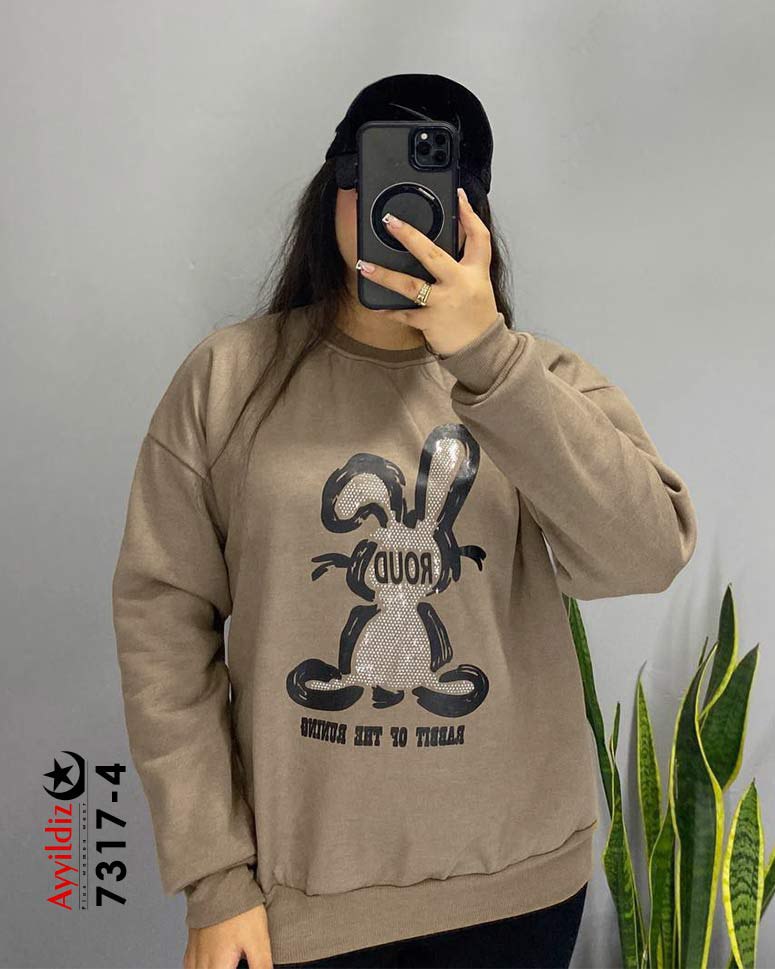 هودی زنانه سایز بزرگ زمستانی کد 7317