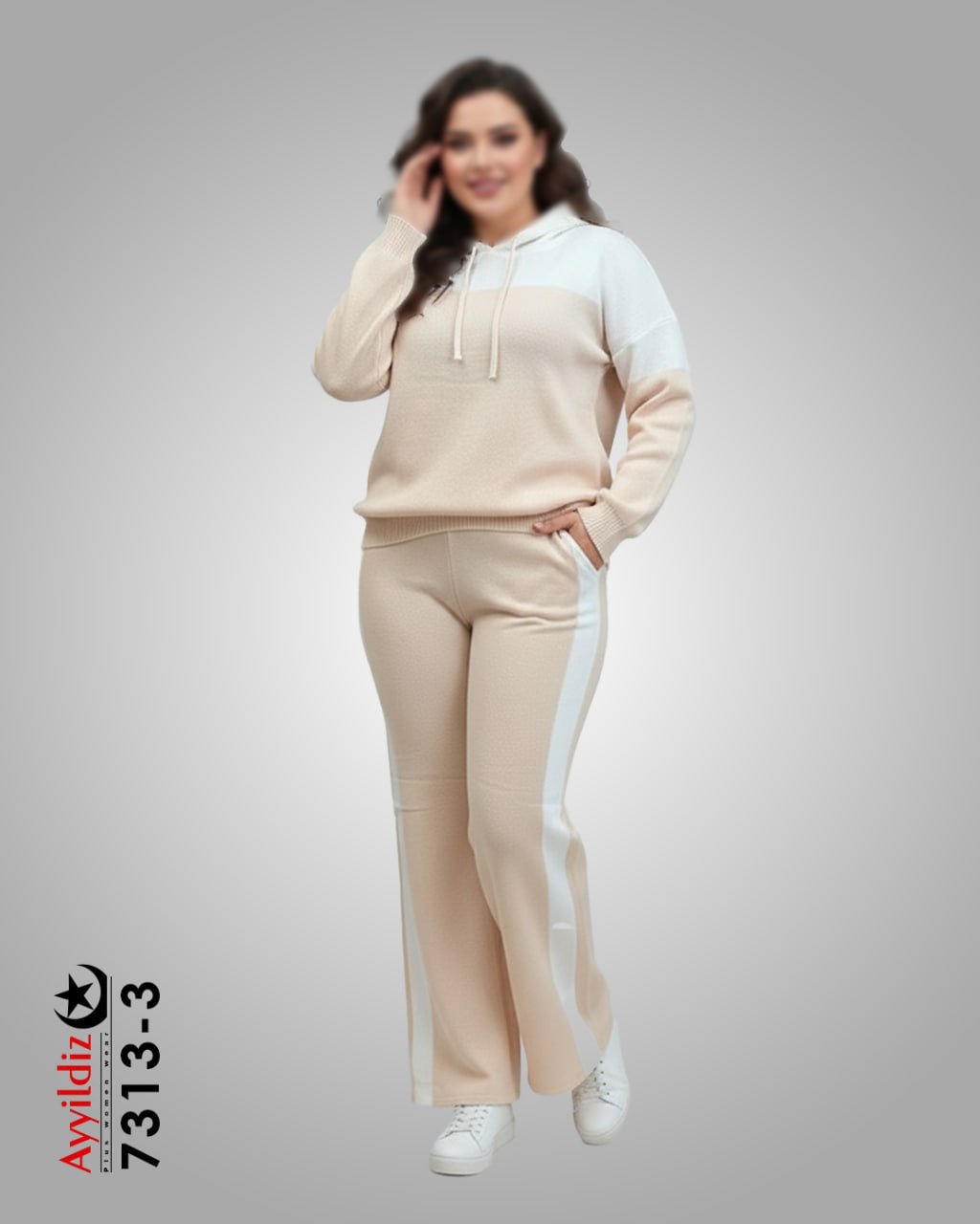 ست هودی شلوار بافت زنانه سایز بزرگ پاییزه کد 7313
