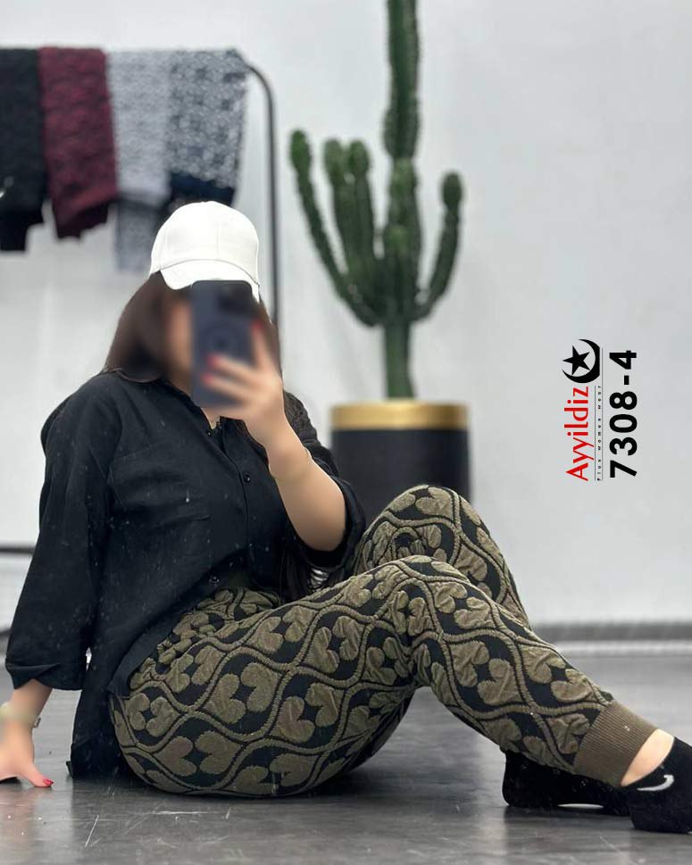 شلوار لگ بافت سایز بزرگ زنانه کد 7308