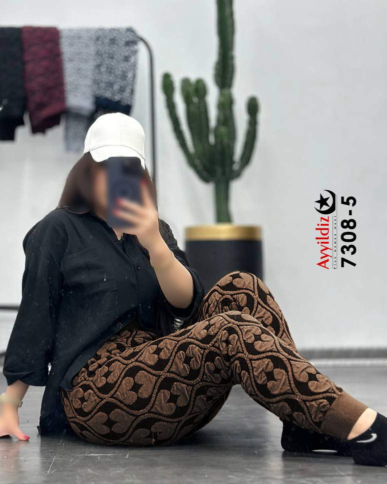 شلوار لگ بافت سایز بزرگ زنانه کد 7308