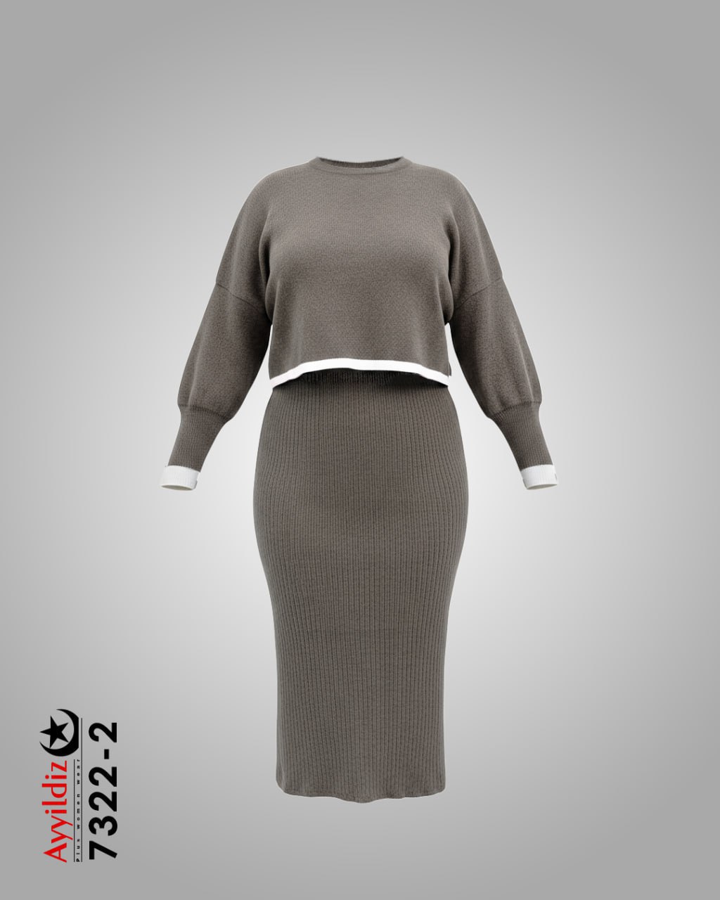 ست کراپ سارافون بافت سایز بزرگ پاییزه کد 7322