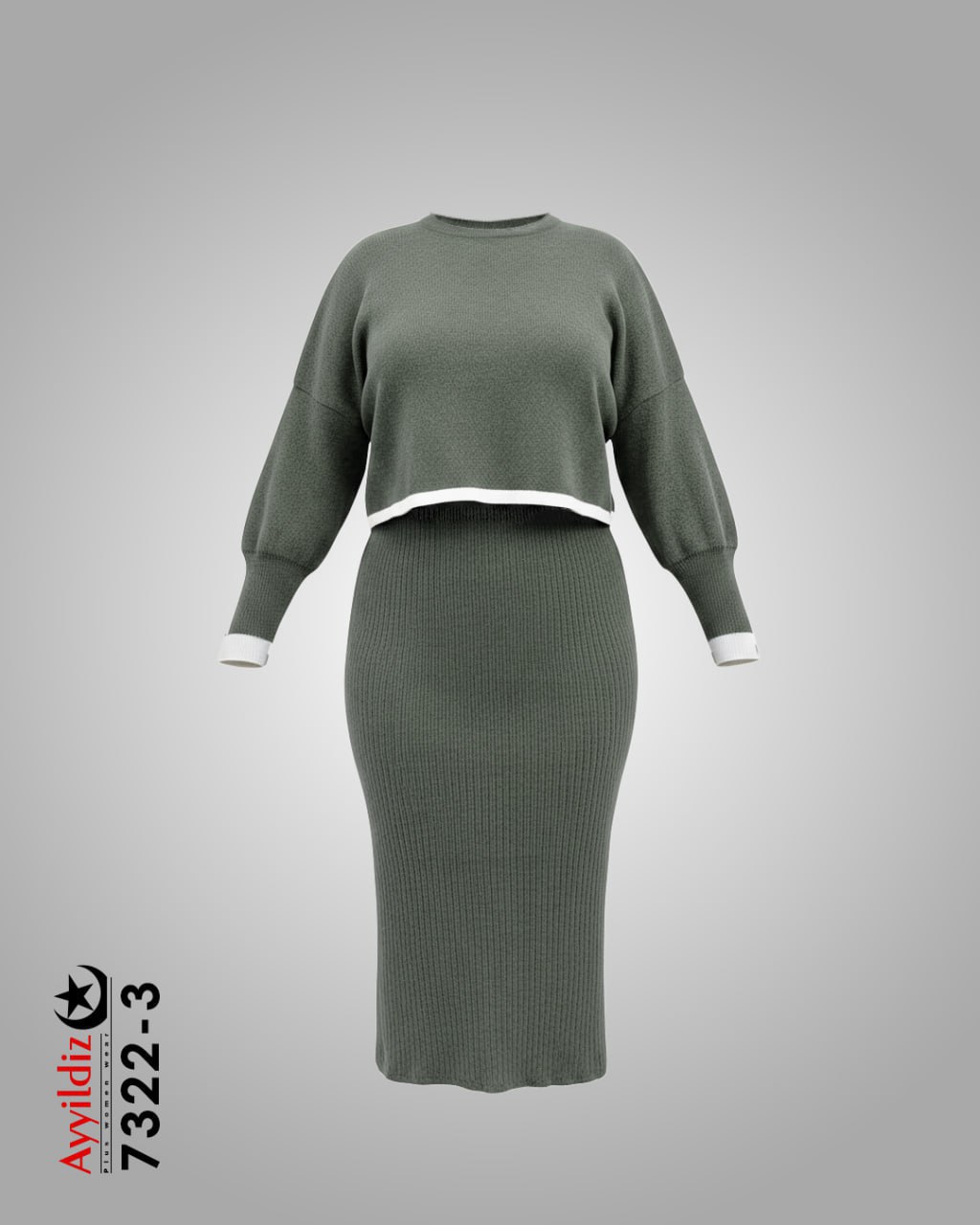 ست کراپ سارافون بافت سایز بزرگ پاییزه کد 7322