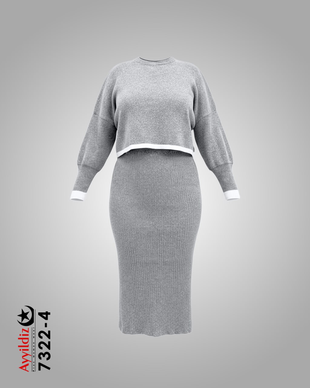 ست کراپ سارافون بافت سایز بزرگ پاییزه کد 7322