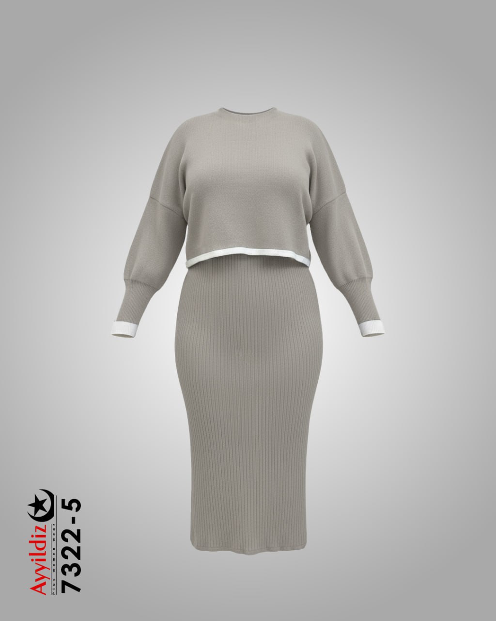 ست کراپ سارافون بافت سایز بزرگ پاییزه کد 7322