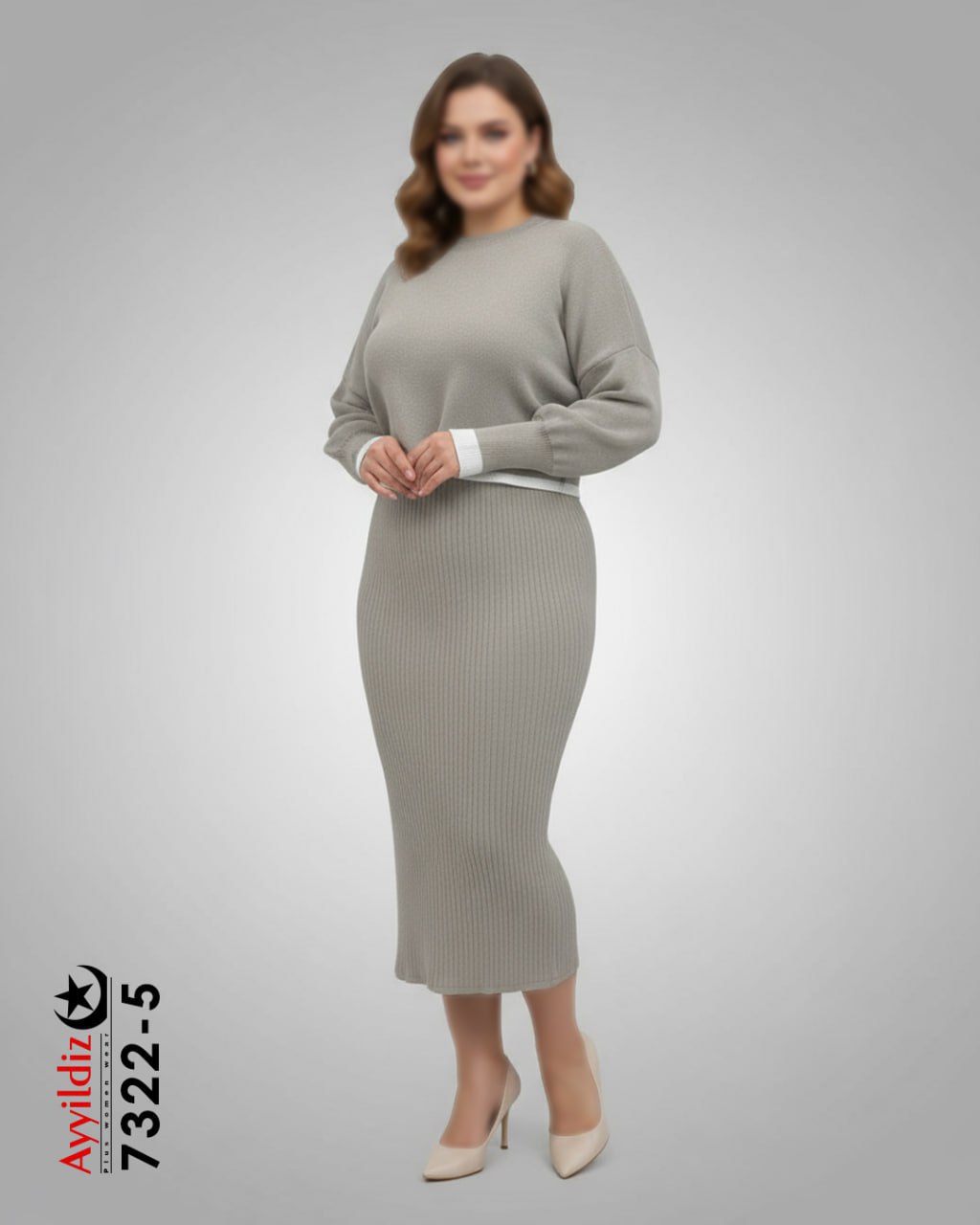 ست کراپ سارافون بافت سایز بزرگ پاییزه کد 7322