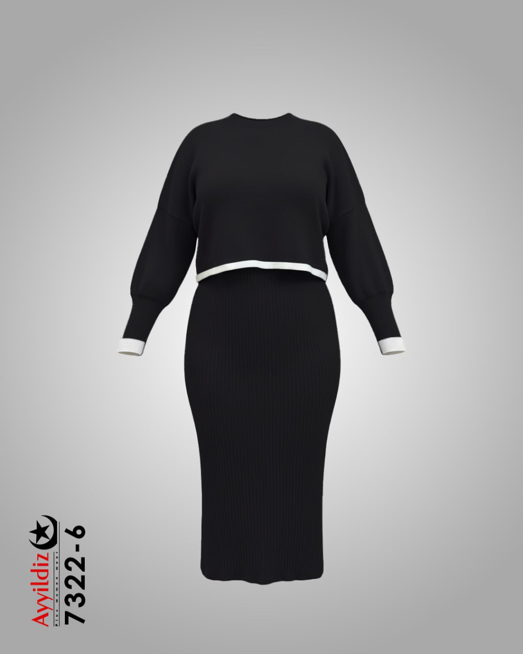 ست کراپ سارافون بافت سایز بزرگ پاییزه کد 7322