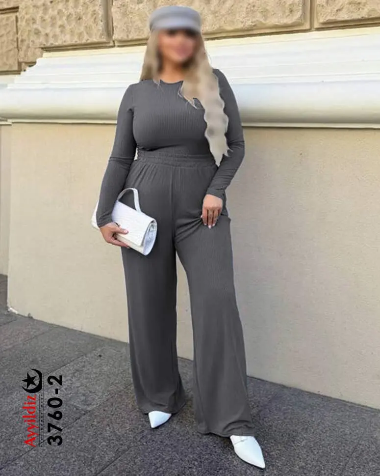 ست بلوز شلوار راحتی سایز بزرگ زنانه کد 3760