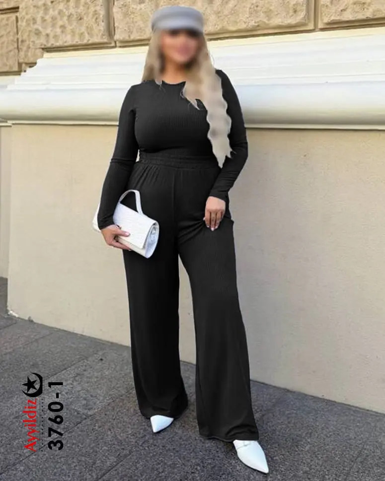 ست بلوز شلوار راحتی سایز بزرگ زنانه کد 3760