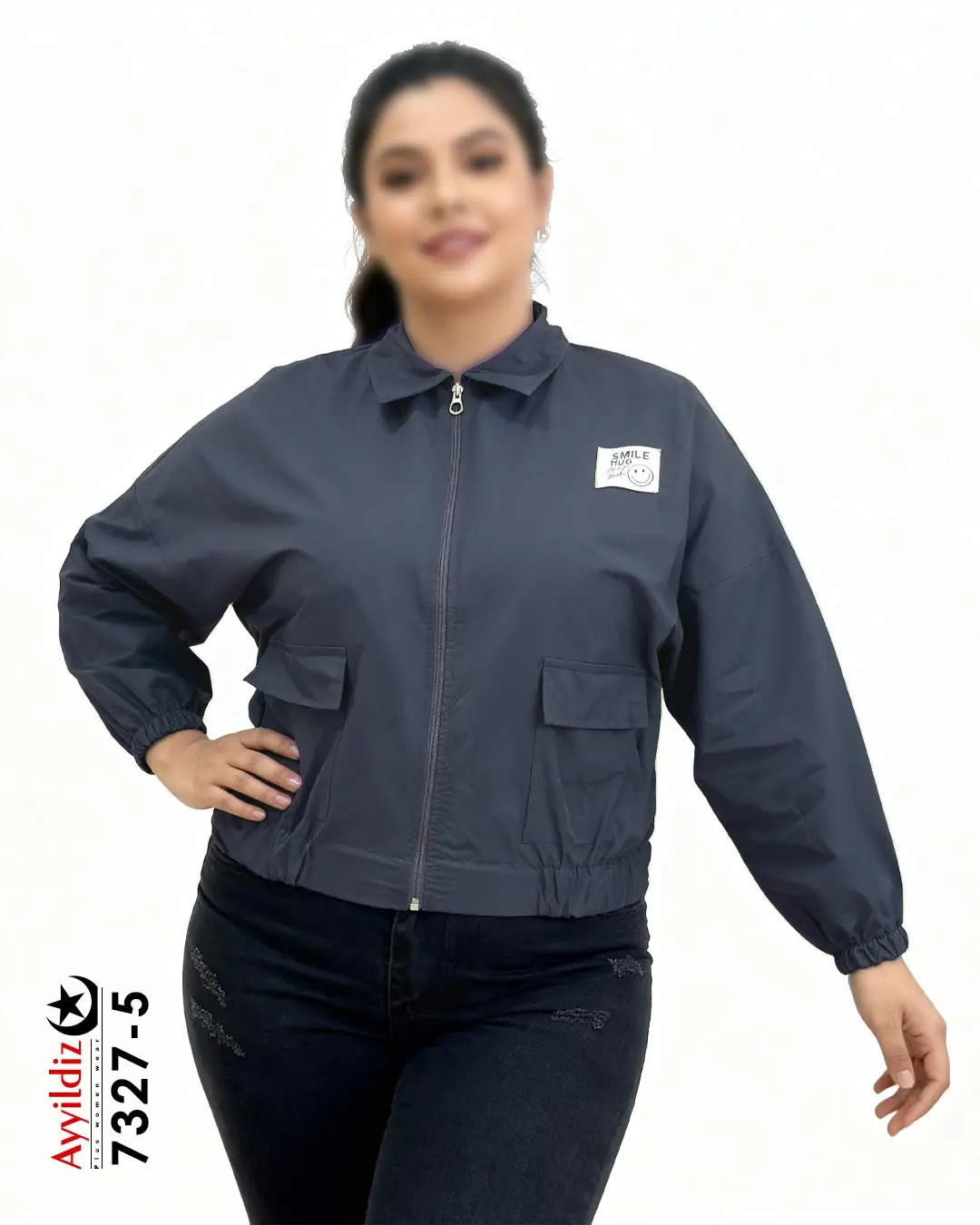 بامبر ژاکت سایز بزرگ زنانه کد 7327