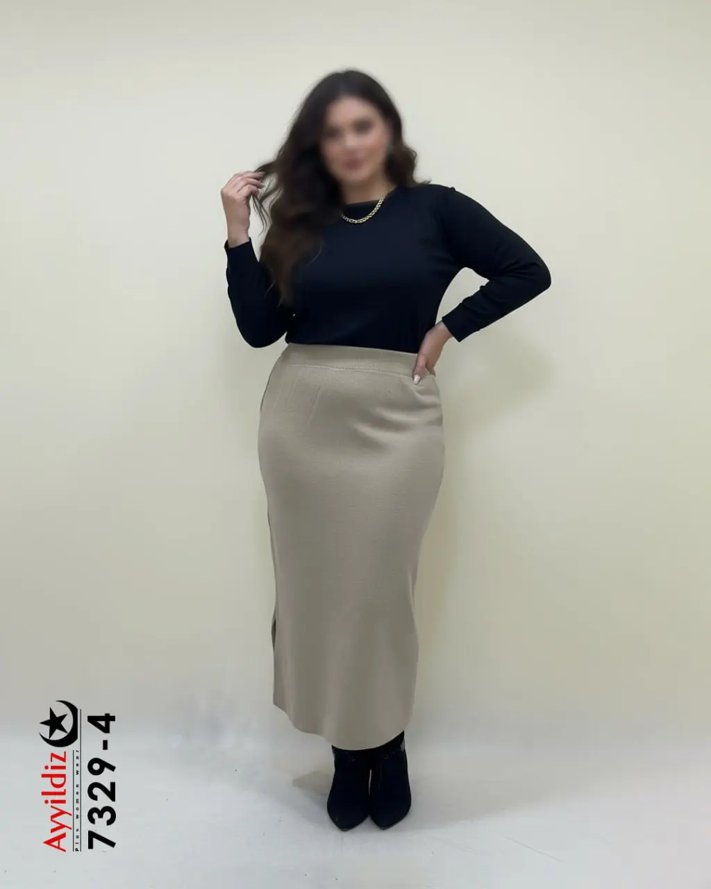 دامن بافت سایز بزرگ زنانه کد 7329