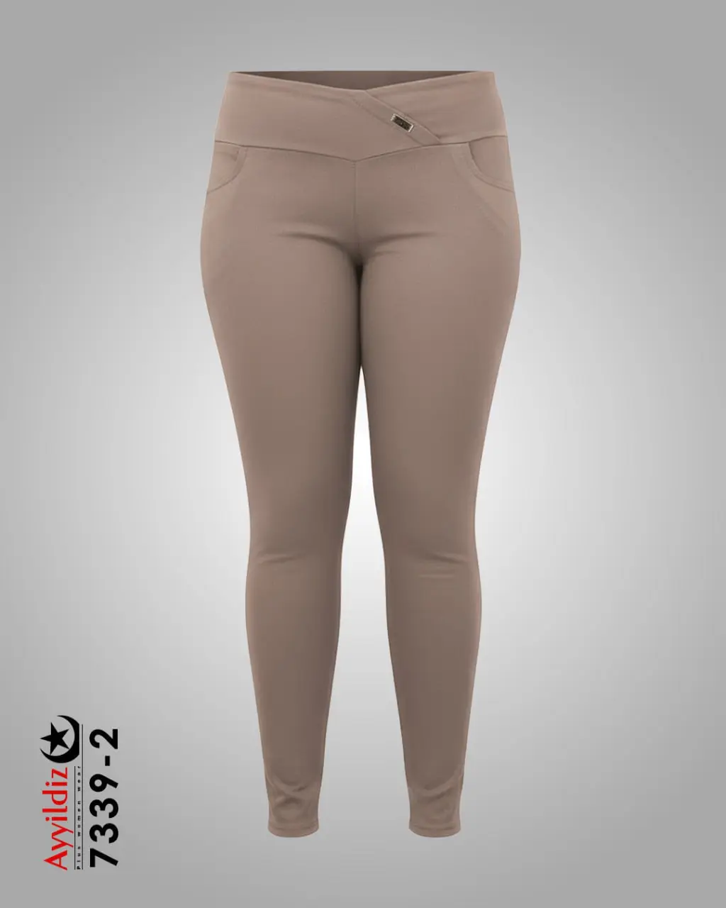 شلوار لگ زنانه سایز بزرگ  کتان کش کد 7339
