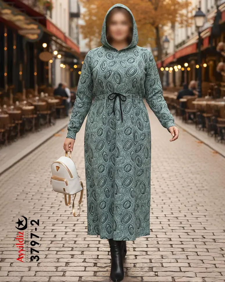 هودی زنانه بلند سایز بزرگ کمر قابل تنظیم کد 3797