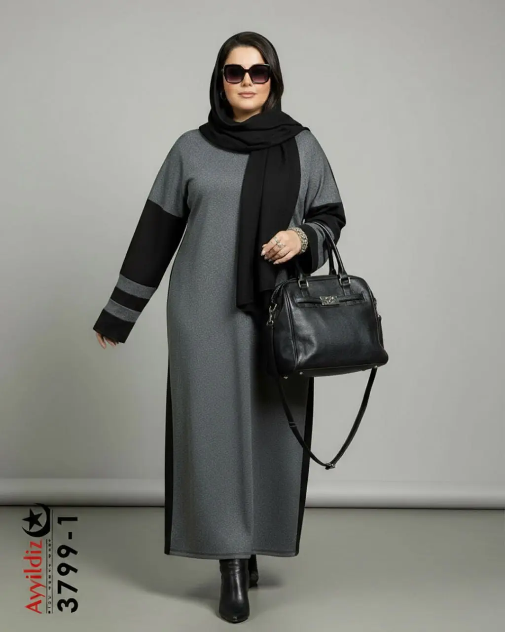 مانتو کفتان سایز بزرگ زنانه کد 3799