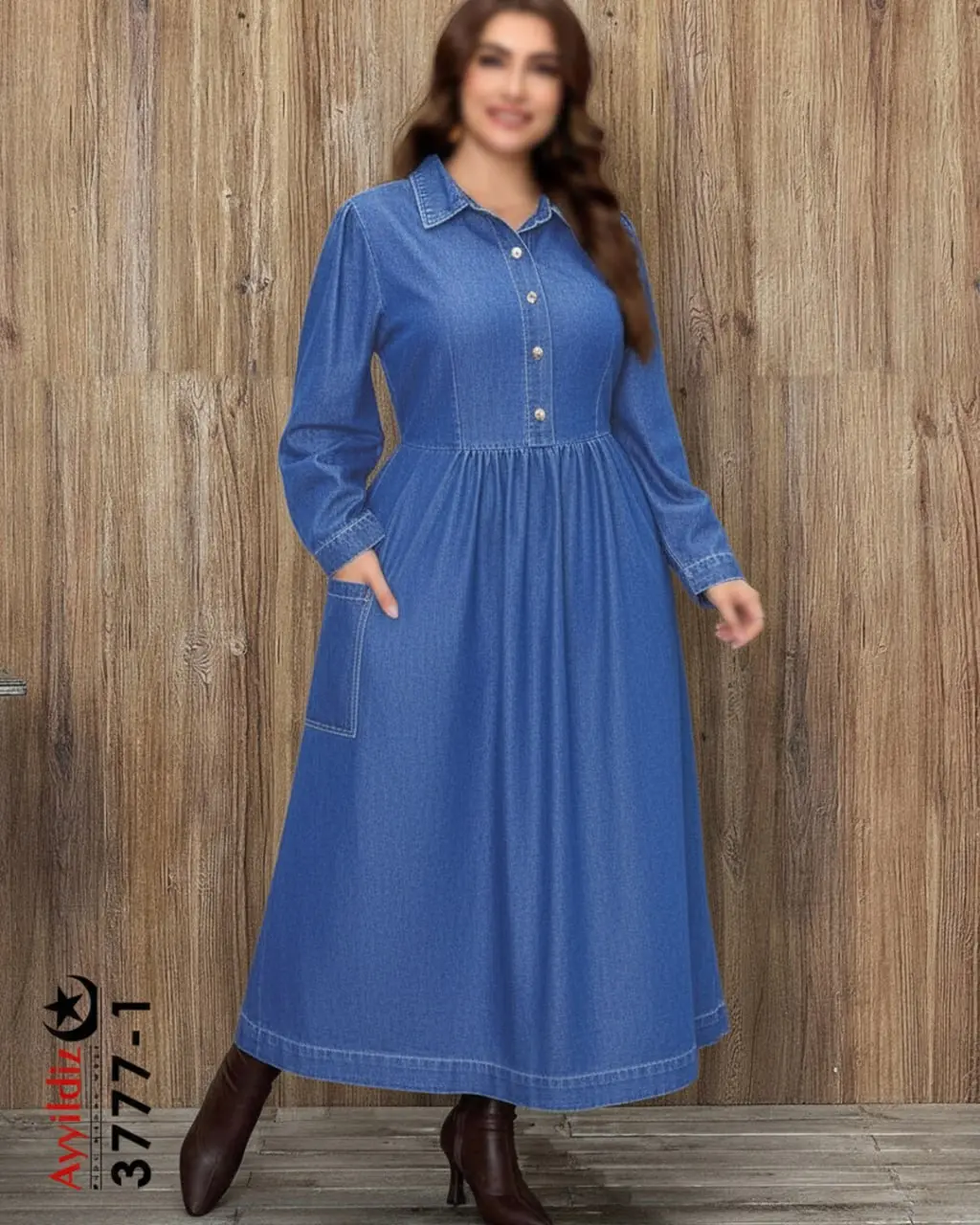 پیراهن زنانه سایز بزرگ جلو دکمه کد 3777